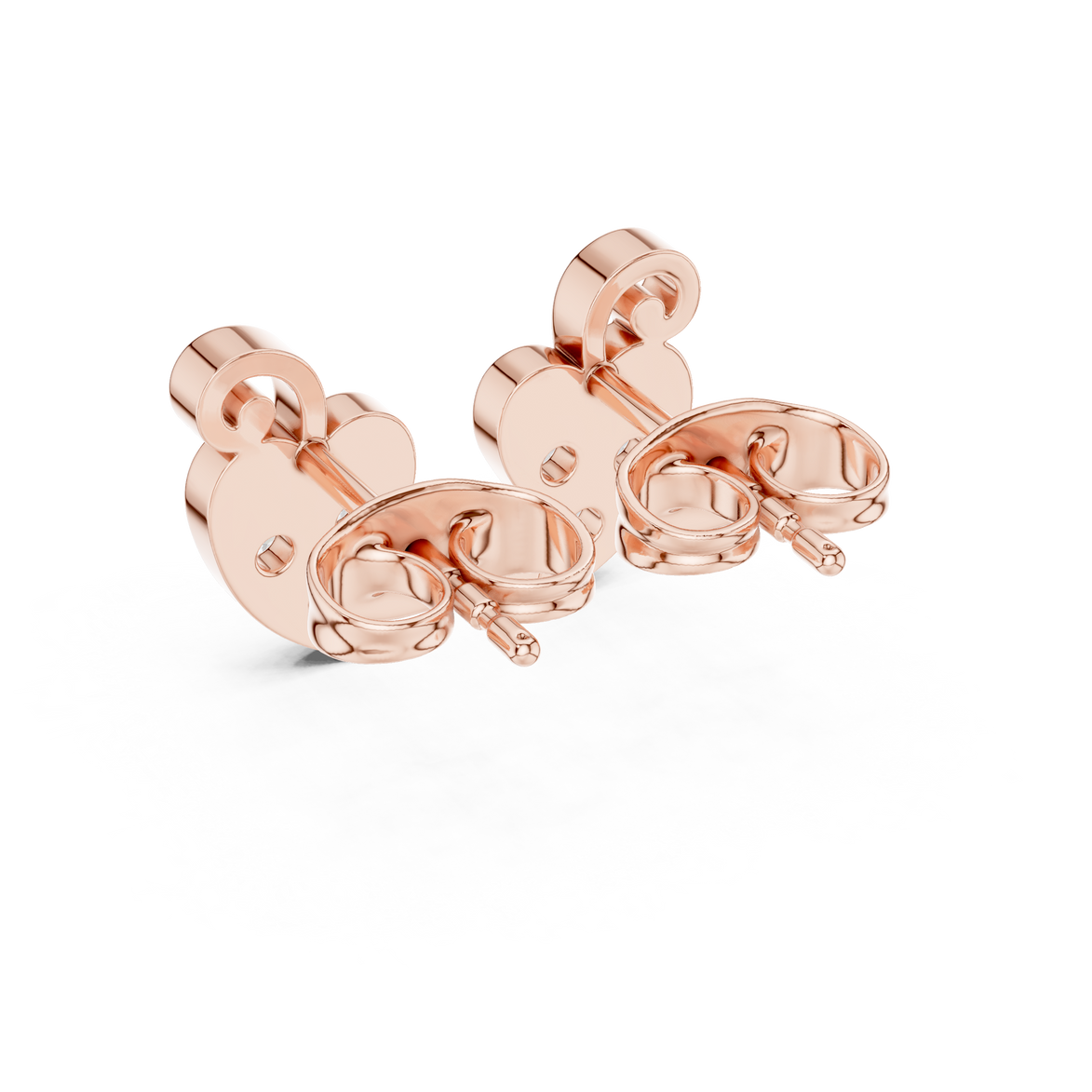 Diamond heart swirl stud earrings in gold by Signora Jewels