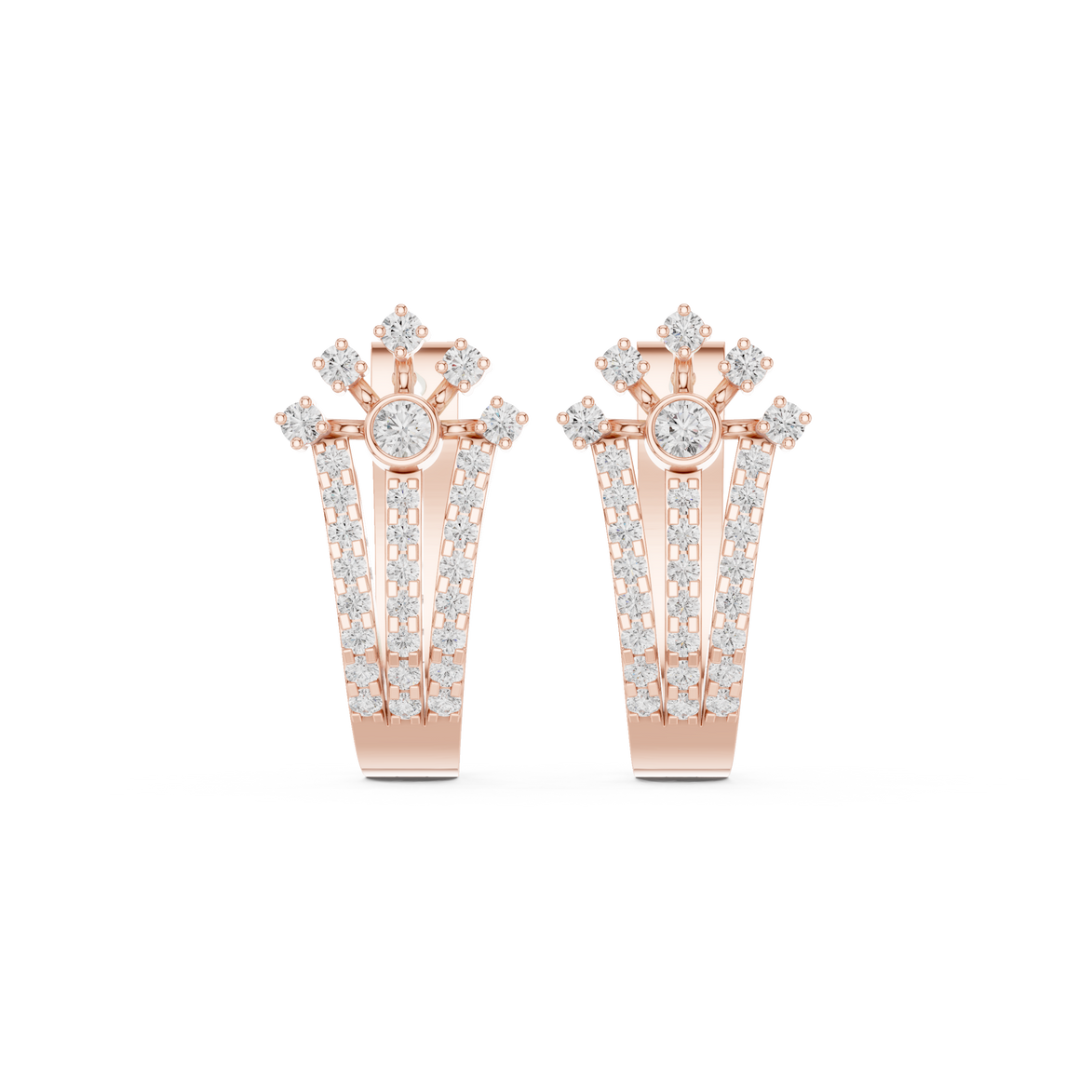 Floral diamond statement earrings in gold with lab grown diamonds by Signora Jewels