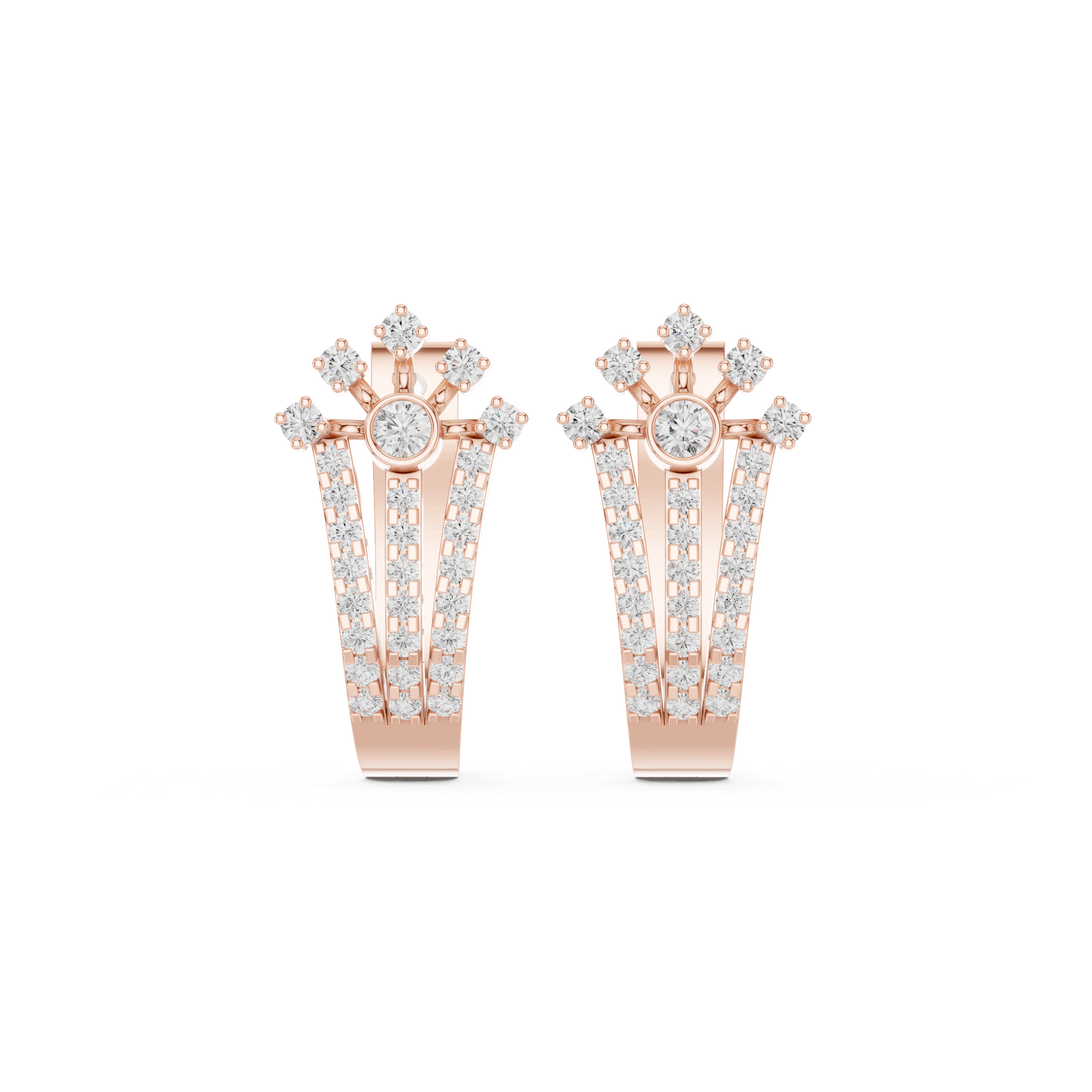 Floral diamond statement earrings in gold with lab grown diamonds by Signora Jewels