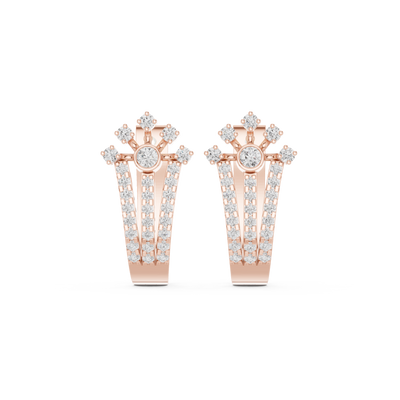 Floral diamond statement earrings in gold with lab grown diamonds by Signora Jewels