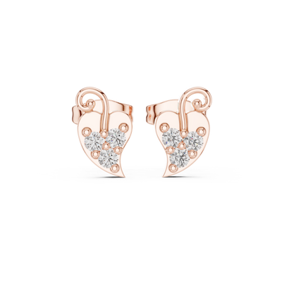 Diamond heart swirl stud earrings in gold by Signora Jewels