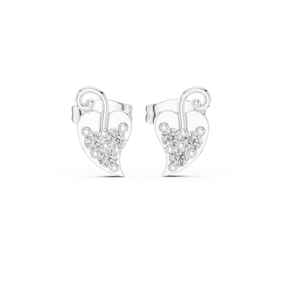 Diamond heart swirl stud earrings in gold by Signora Jewels