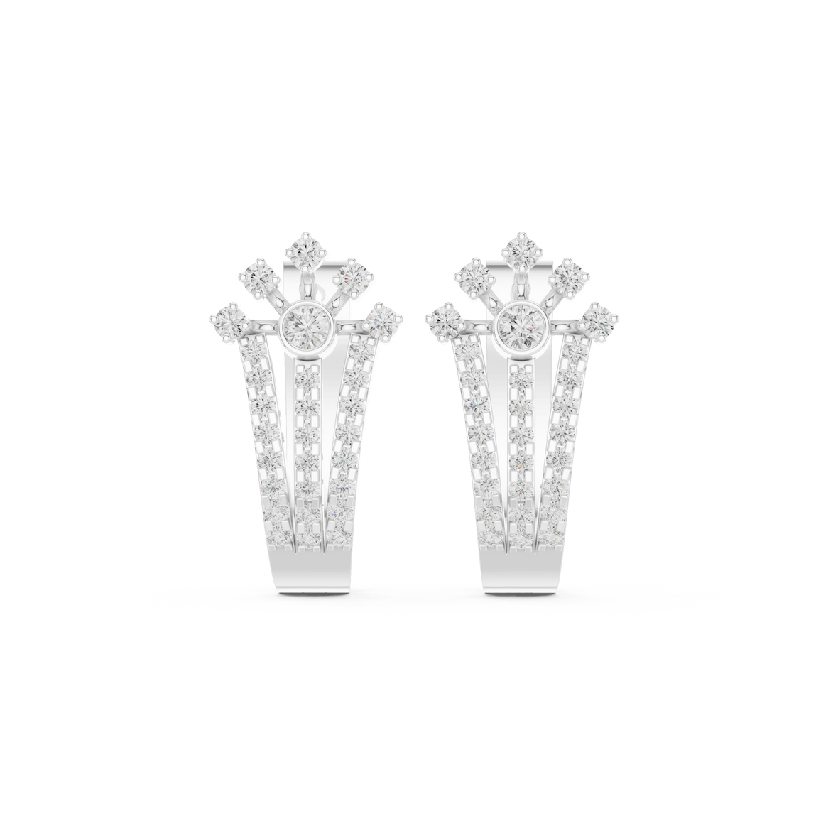 Floral diamond statement earrings in gold with lab grown diamonds by Signora Jewels