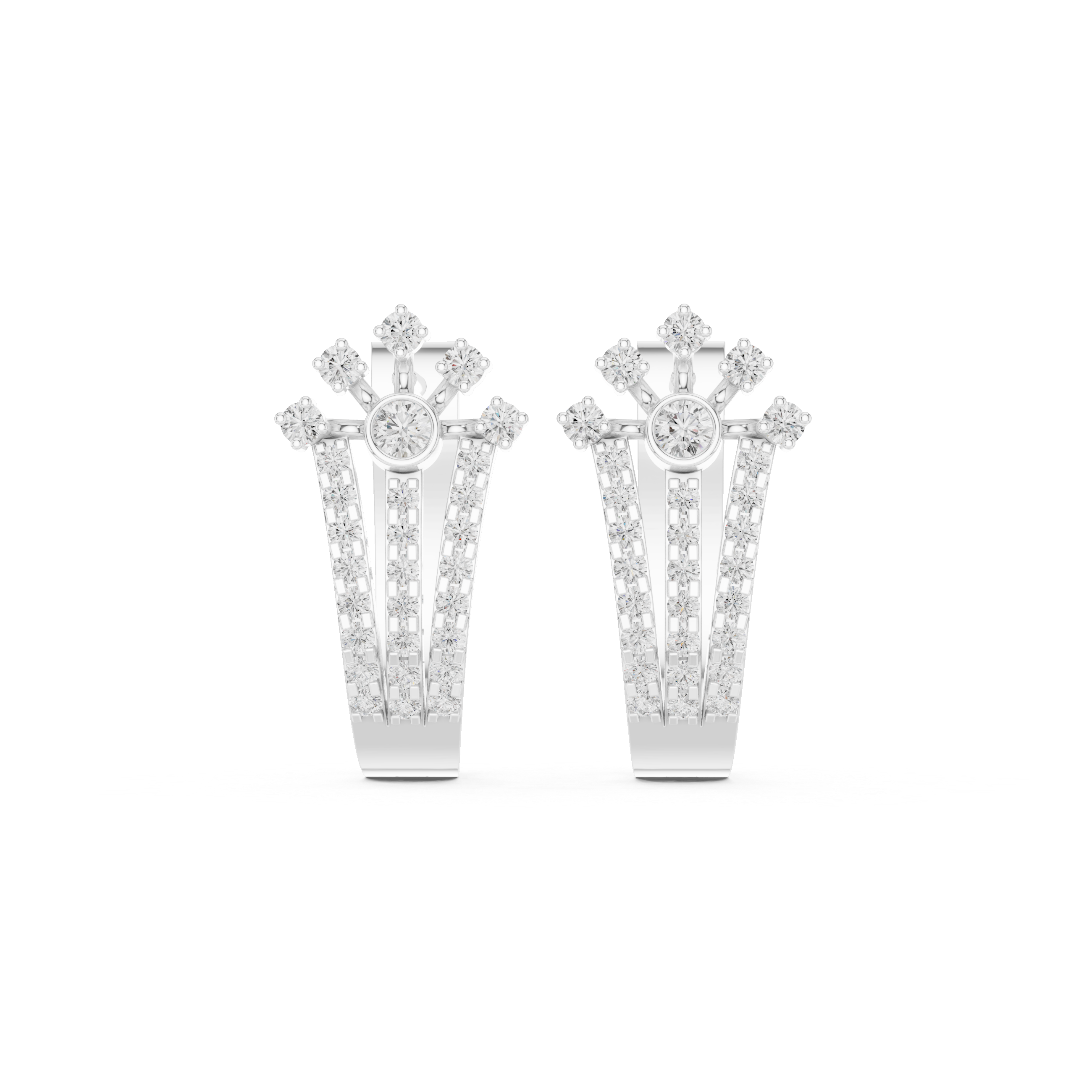 Floral diamond statement earrings in gold with lab grown diamonds by Signora Jewels