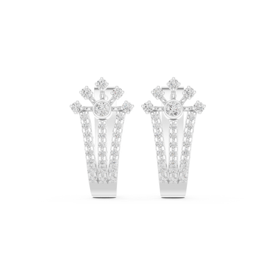 Floral diamond statement earrings in gold with lab grown diamonds by Signora Jewels
