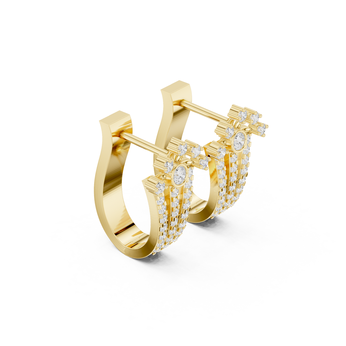 Floral diamond statement earrings in gold with lab grown diamonds by Signora Jewels
