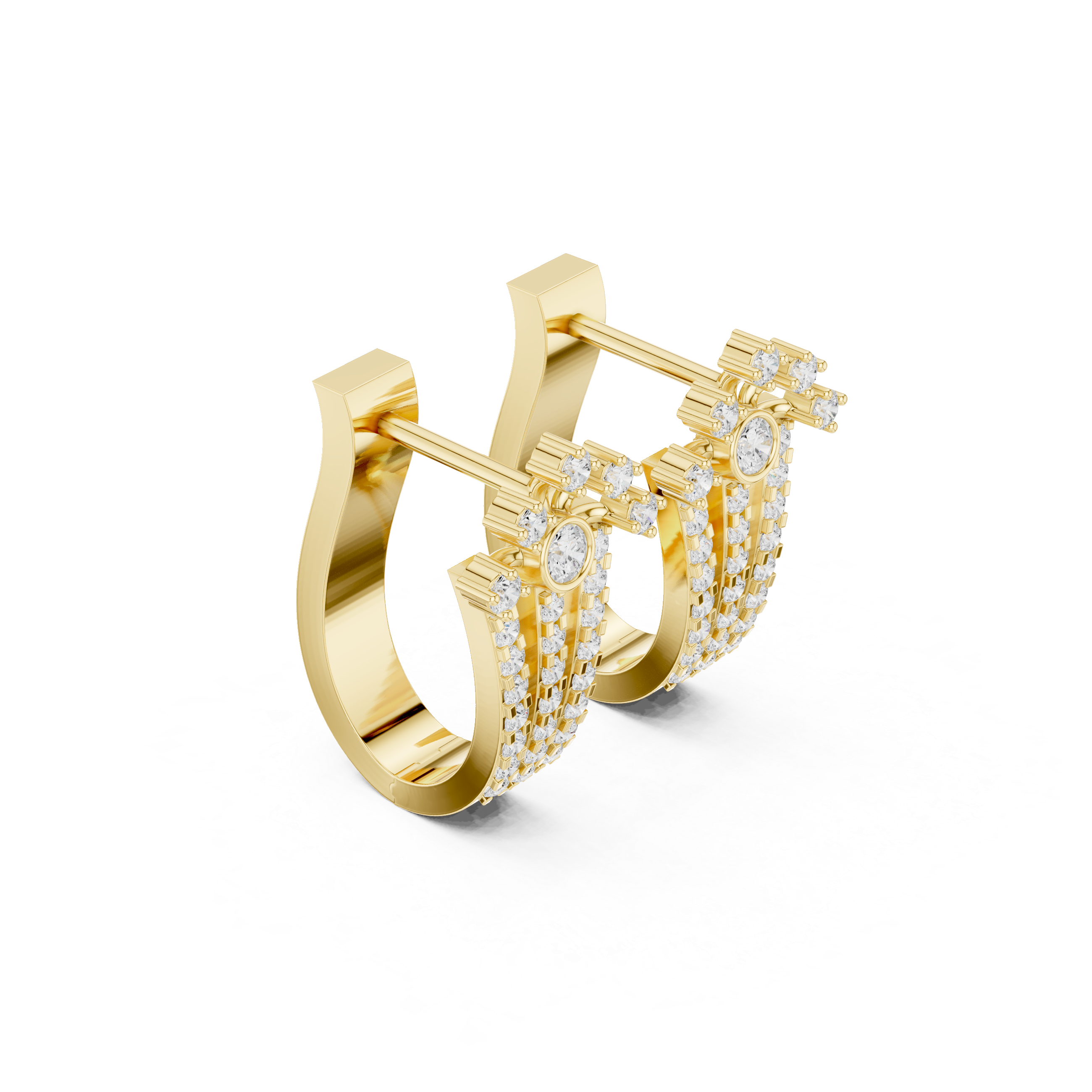 Floral diamond statement earrings in gold with lab grown diamonds by Signora Jewels