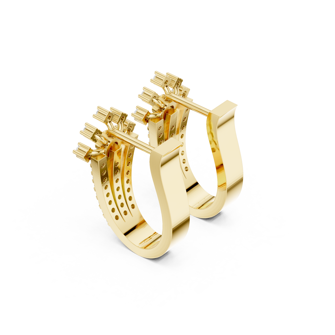 Floral diamond statement earrings in gold with lab grown diamonds by Signora Jewels