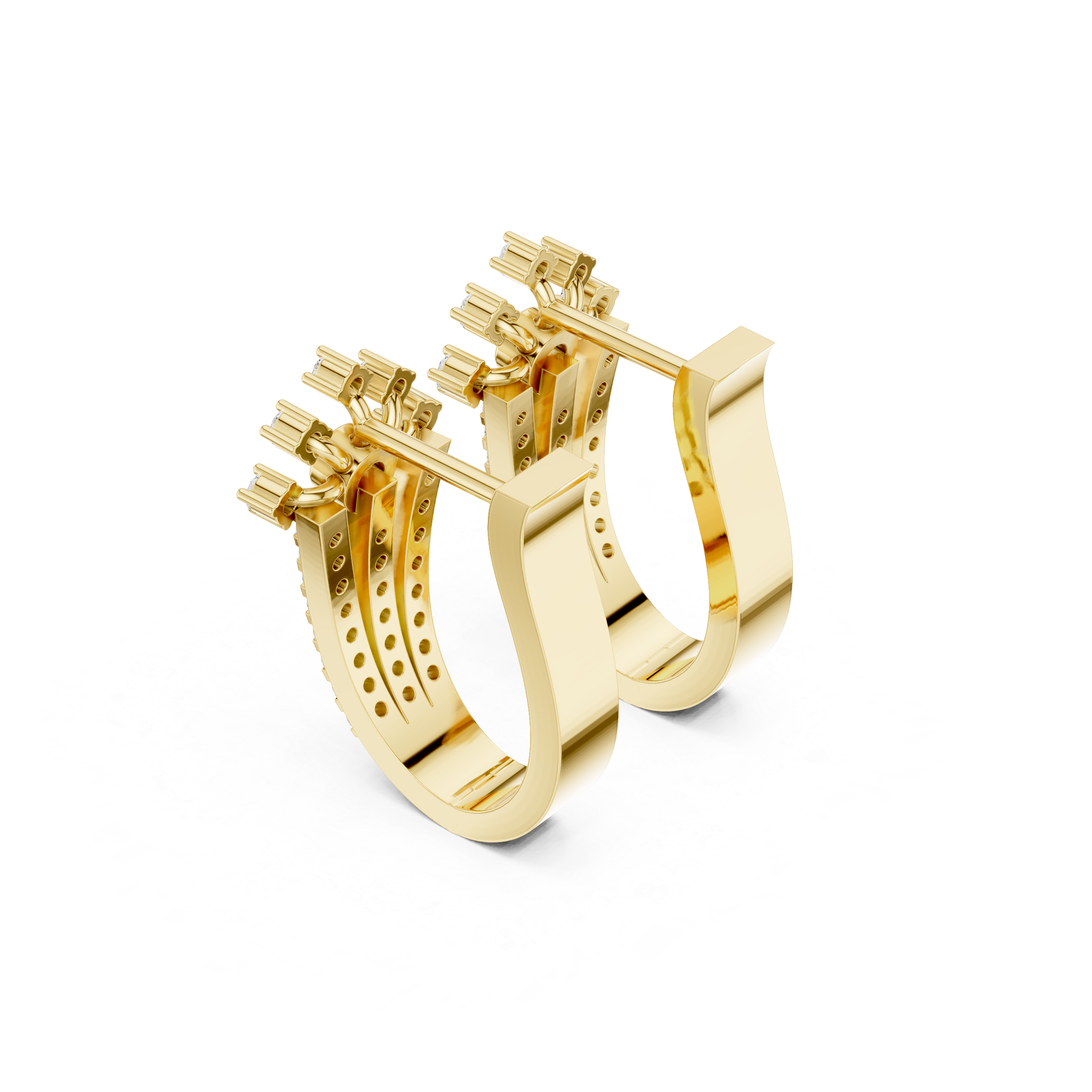 Floral diamond statement earrings in gold with lab grown diamonds by Signora Jewels