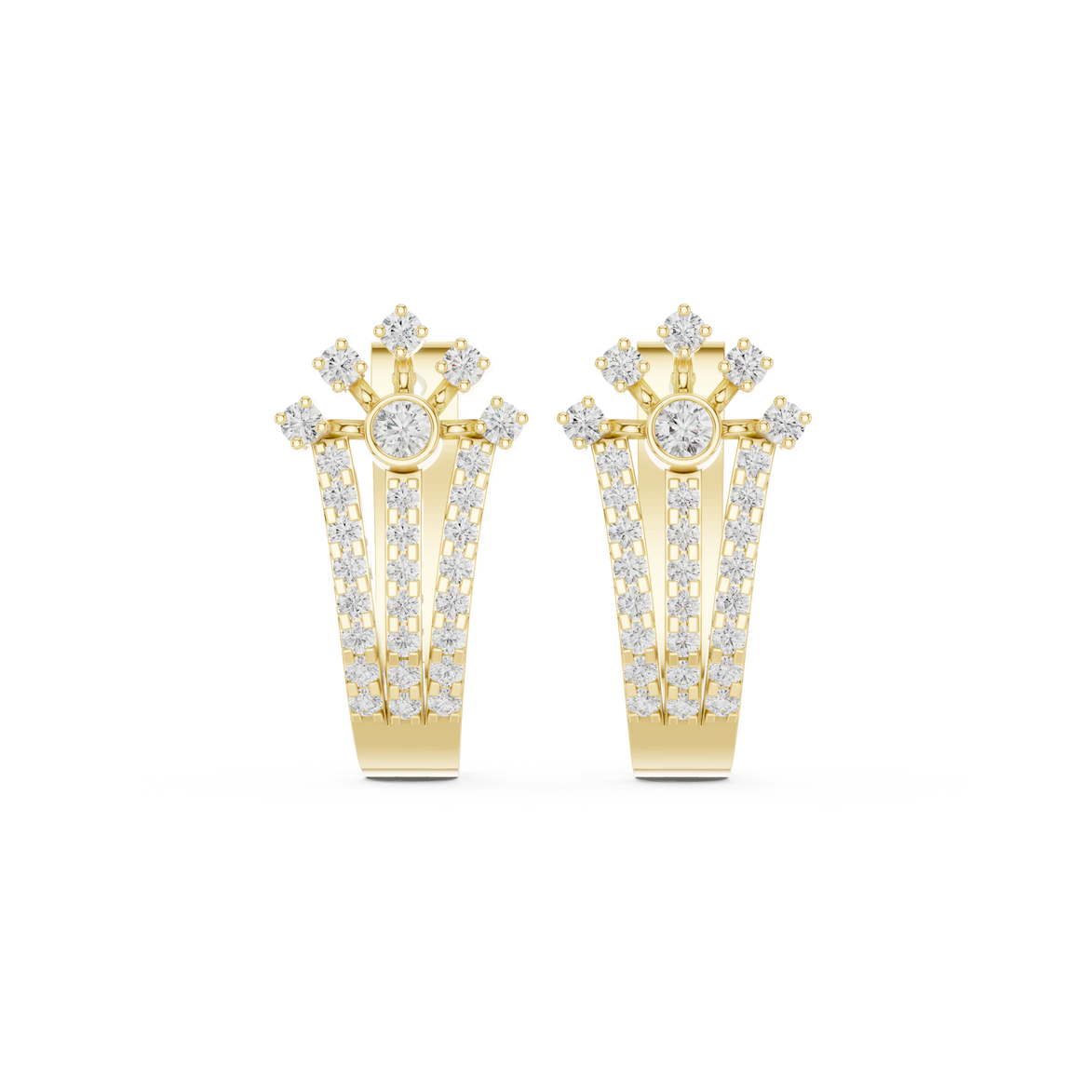 Floral diamond statement earrings in gold with lab grown diamonds by Signora Jewels