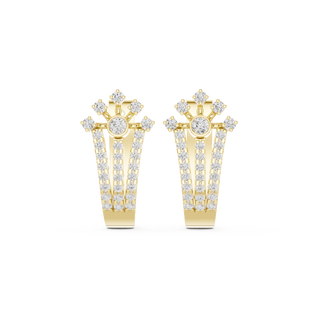 Front face of the yellow gold Celestial Radiance huggie earrings