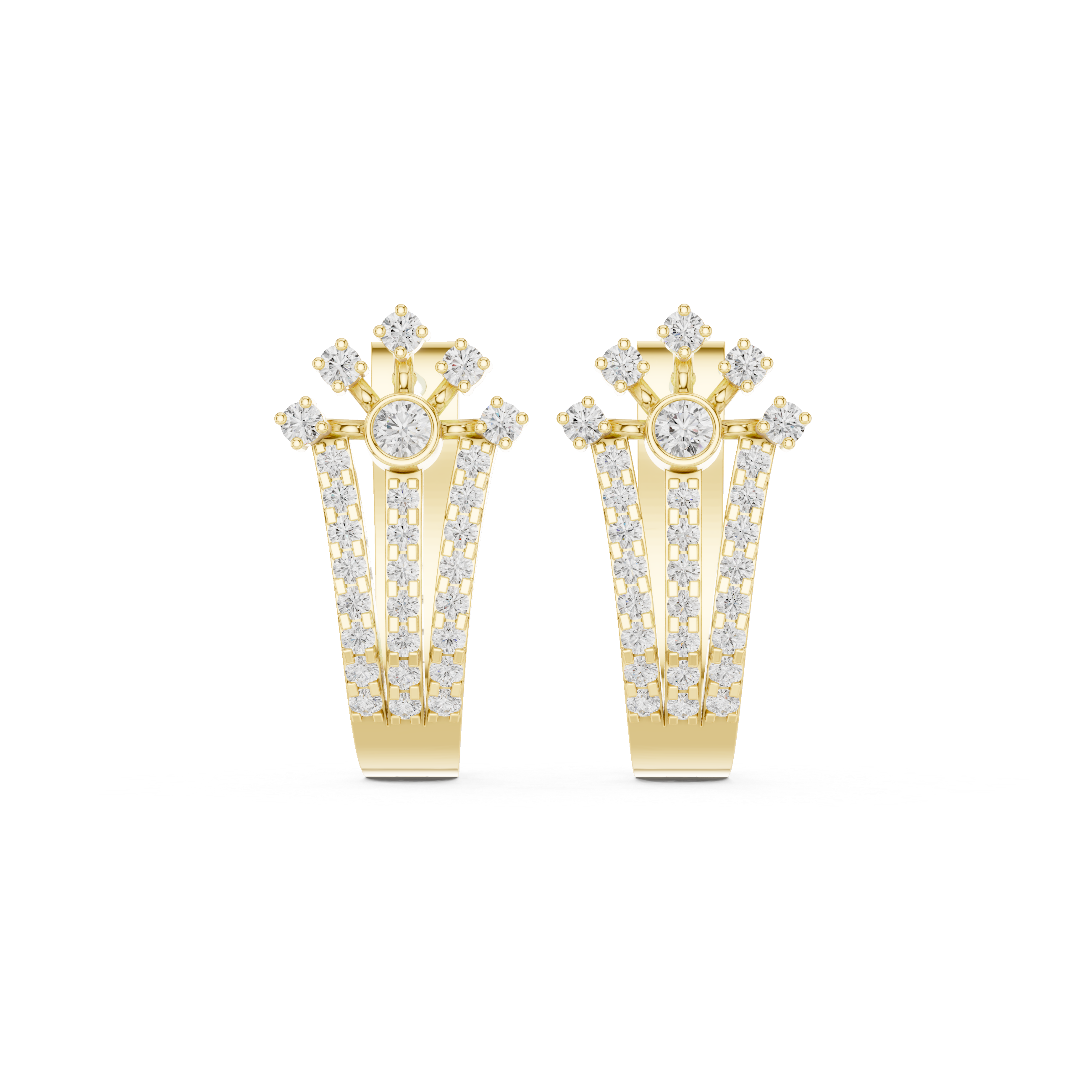 Floral diamond statement earrings in gold with lab grown diamonds by Signora Jewels