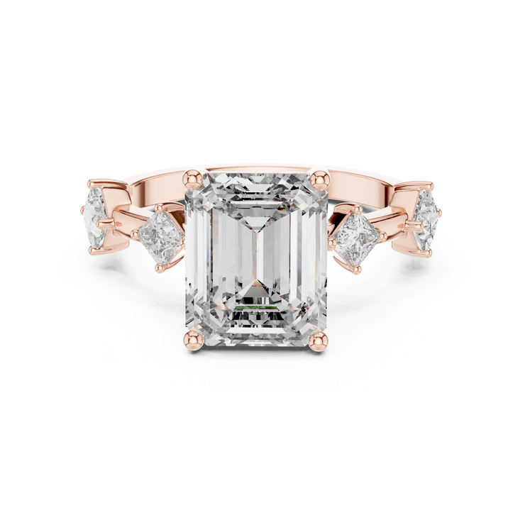 Emerald Lab Grown Diamond Princess Accent Engagement Ring