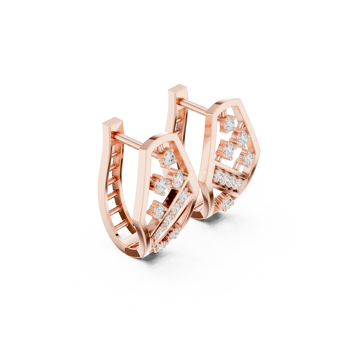 Geometric diamond openwork earrings in gold with lab grown diamonds by Signora Jewels