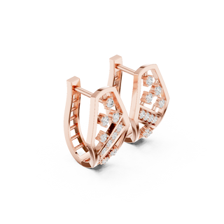 Side profile of the rose gold Modern Mosaic geometric huggie earrings