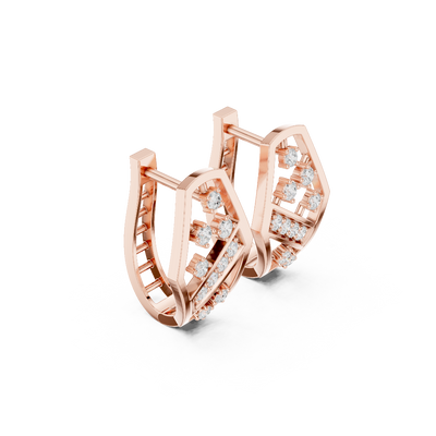 Side profile of the rose gold Modern Mosaic geometric huggie earrings