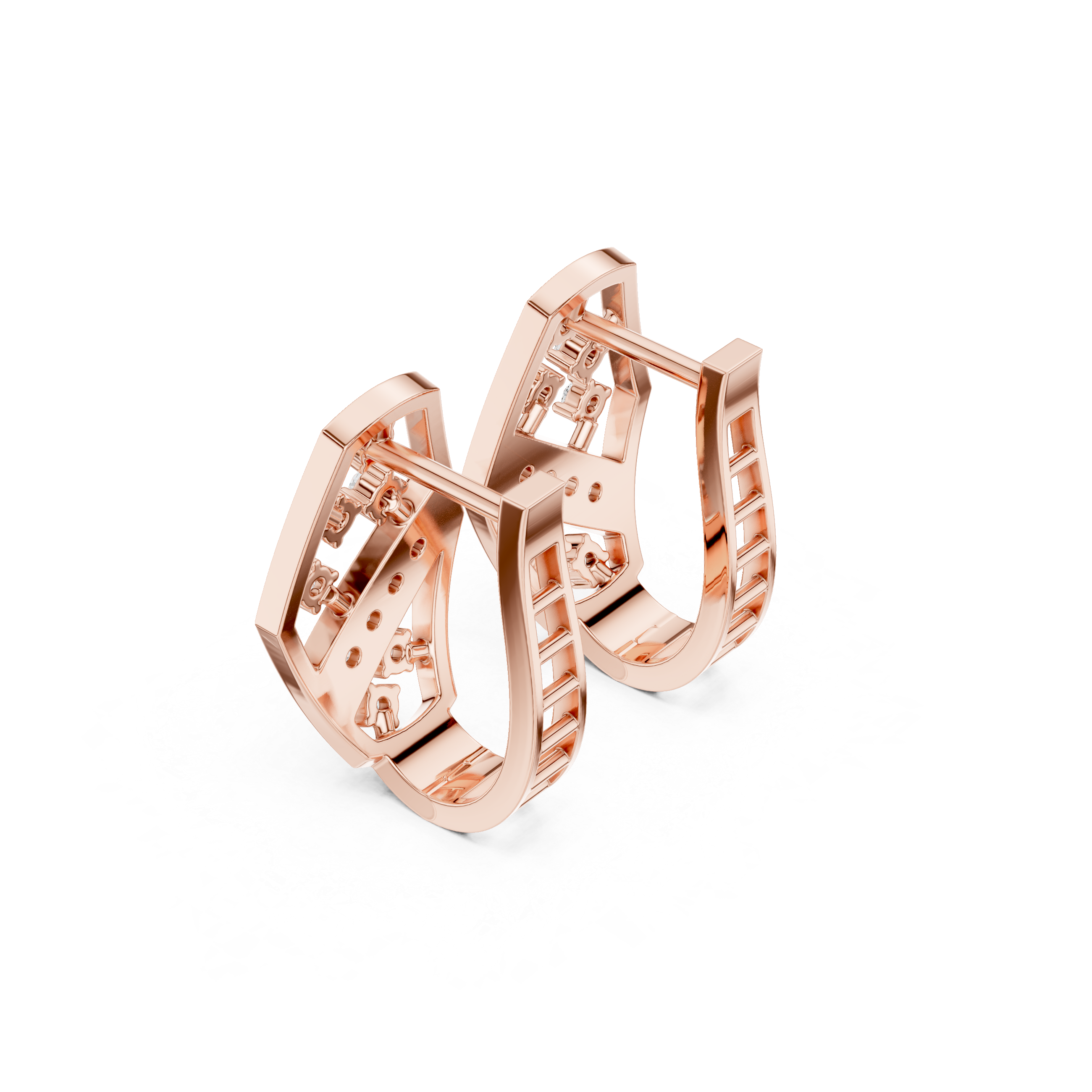 Geometric diamond openwork earrings in gold with lab grown diamonds by Signora Jewels