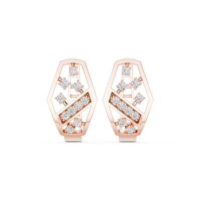 Geometric diamond openwork earrings in gold with lab grown diamonds by Signora Jewels