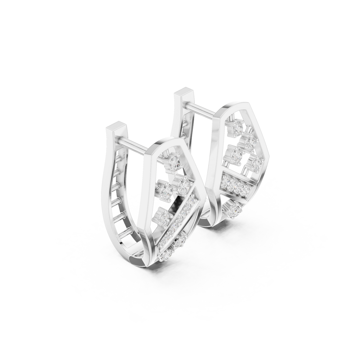 Geometric diamond openwork earrings in gold with lab grown diamonds by Signora Jewels