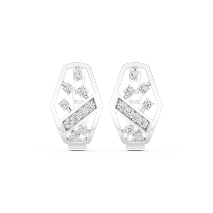 Geometric diamond openwork earrings in gold with lab grown diamonds by Signora Jewels