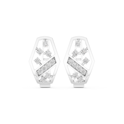 Geometric diamond openwork earrings in gold with lab grown diamonds by Signora Jewels