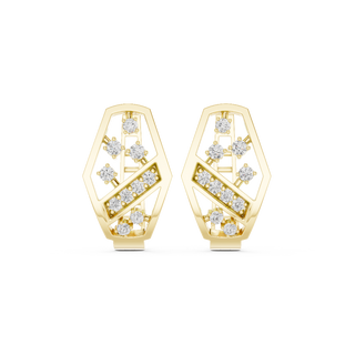 Front face of the yellow gold Modern Mosaic huggie earrings