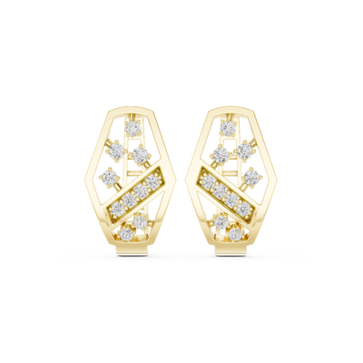 Front face of the yellow gold Modern Mosaic huggie earrings