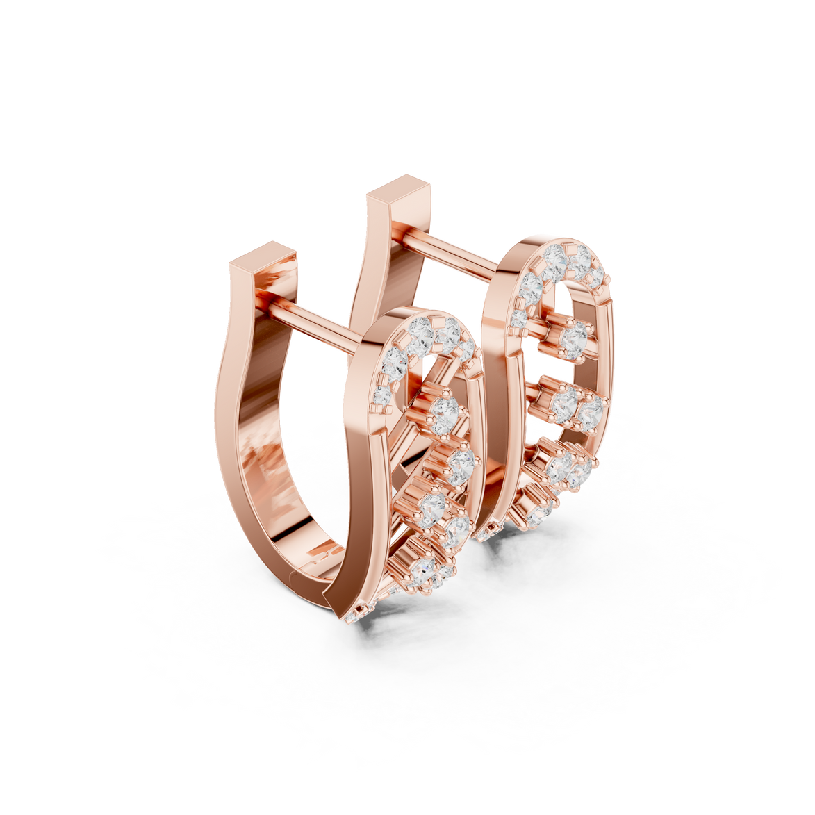 Geometric diamond openwork earrings in gold with lab grown diamonds by Signora Jewels