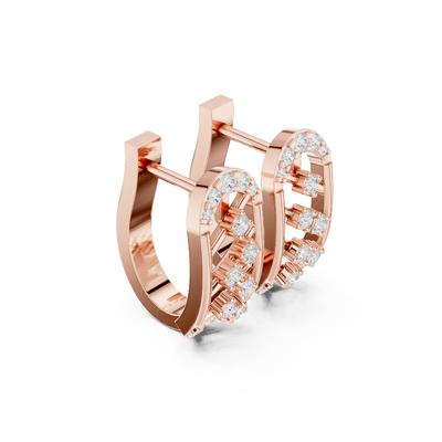 Side profile of the rose gold Architectural Sparkle geometric earrings