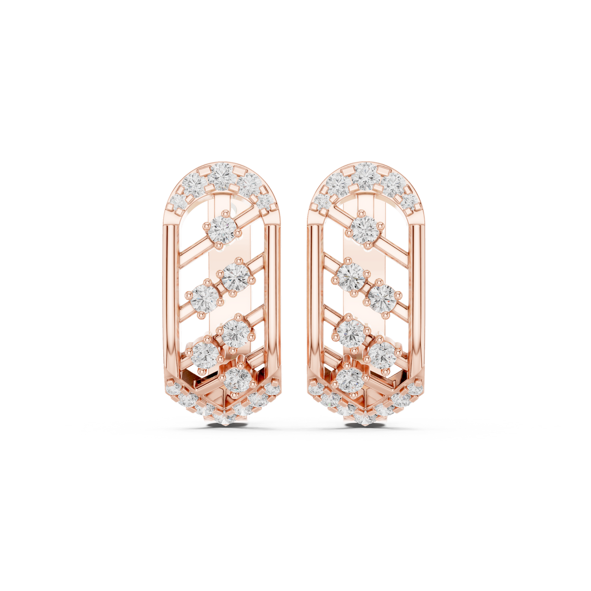 Geometric diamond openwork earrings in gold with lab grown diamonds by Signora Jewels