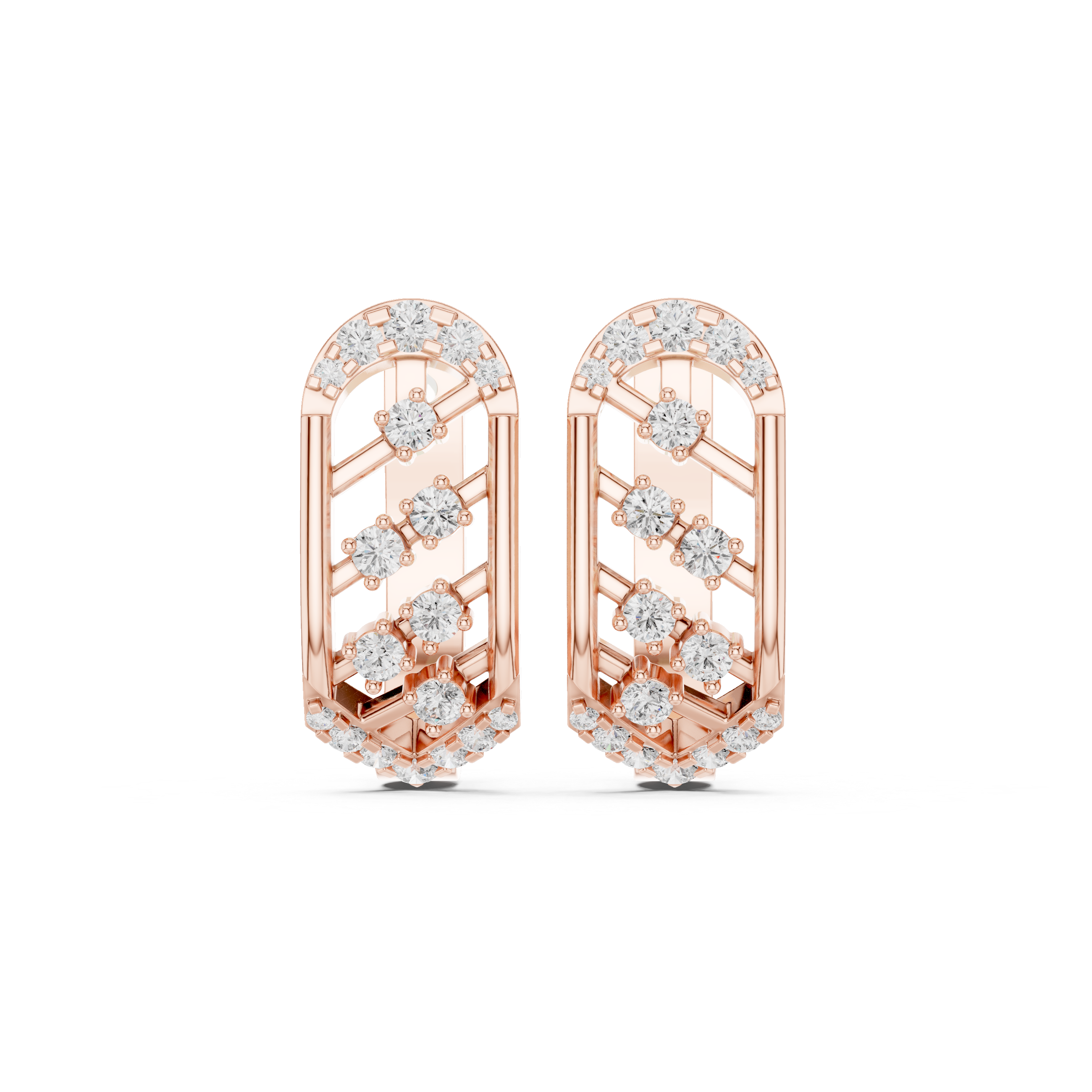 Geometric diamond openwork earrings in gold with lab grown diamonds by Signora Jewels