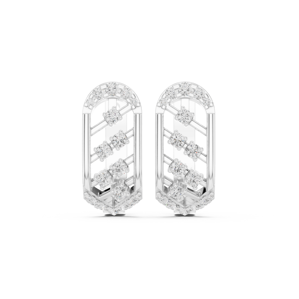 Geometric diamond openwork earrings in gold with lab grown diamonds by Signora Jewels
