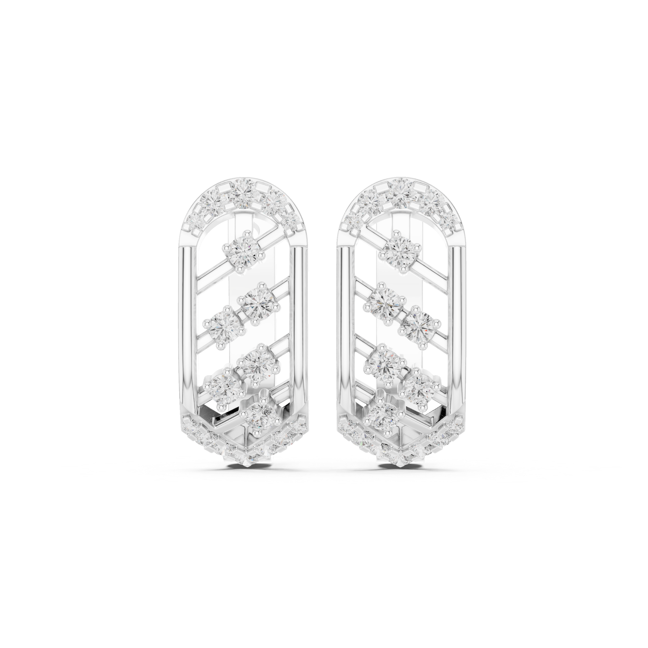 Geometric diamond openwork earrings in gold with lab grown diamonds by Signora Jewels