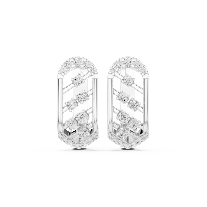 Geometric diamond openwork earrings in gold with lab grown diamonds by Signora Jewels
