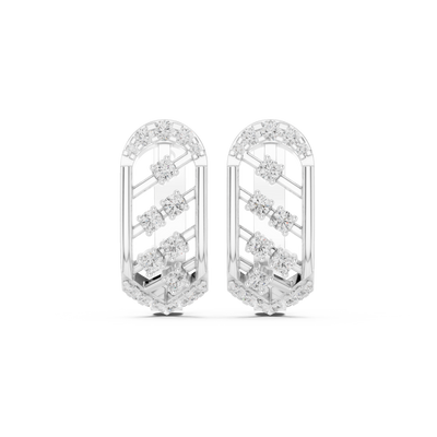 Geometric diamond openwork earrings in gold with lab grown diamonds by Signora Jewels