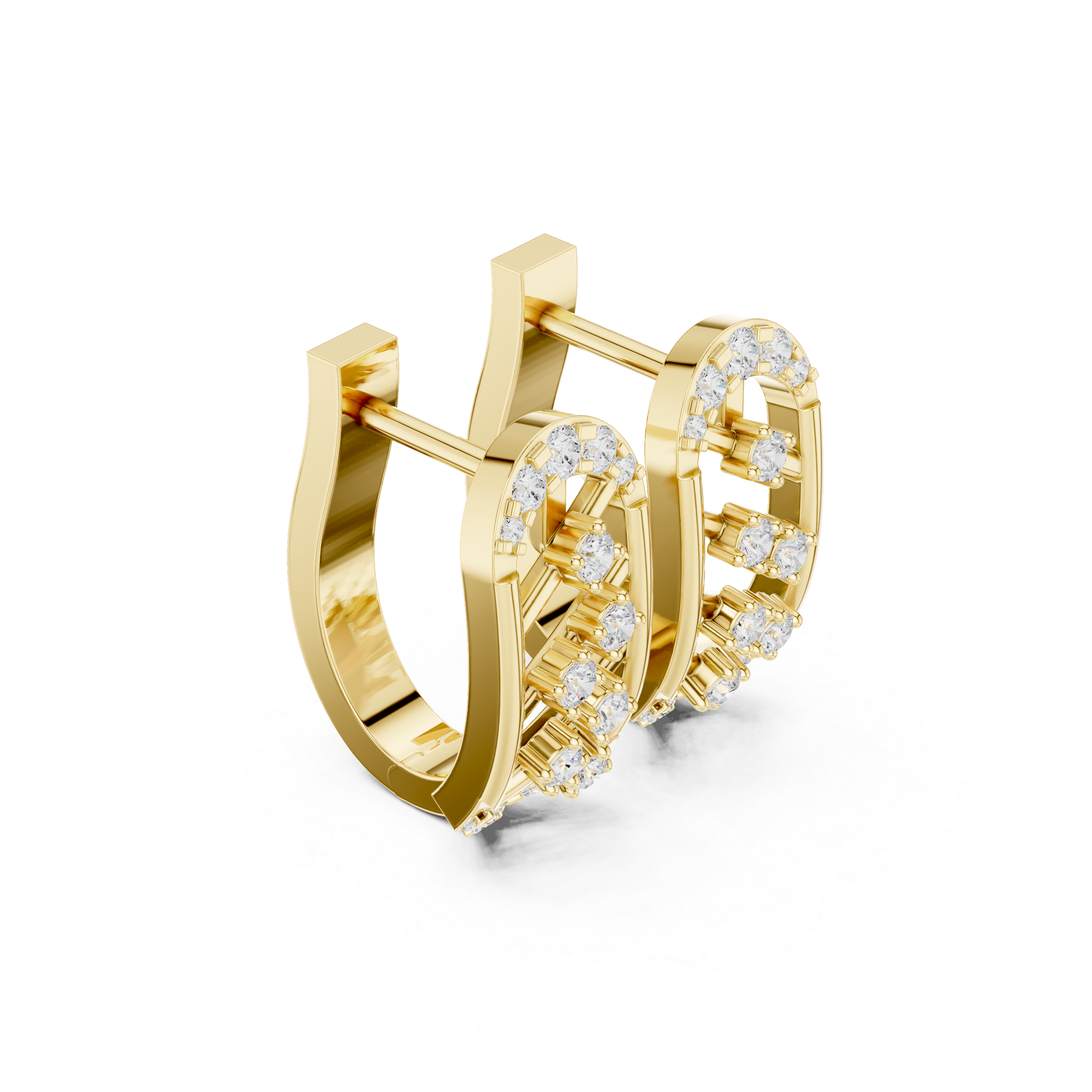 Geometric diamond openwork earrings in gold with lab grown diamonds by Signora Jewels