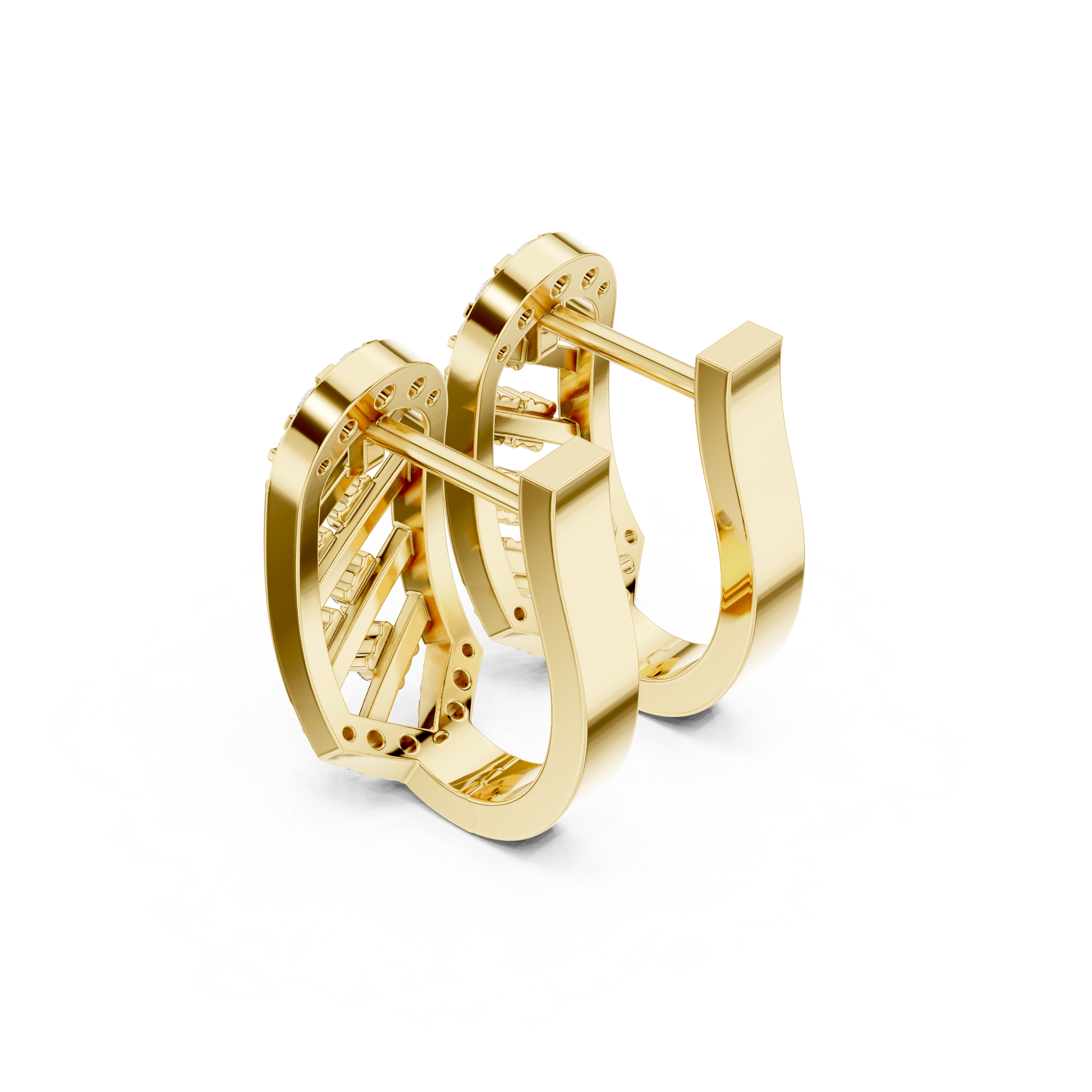 Geometric diamond openwork earrings in gold with lab grown diamonds by Signora Jewels