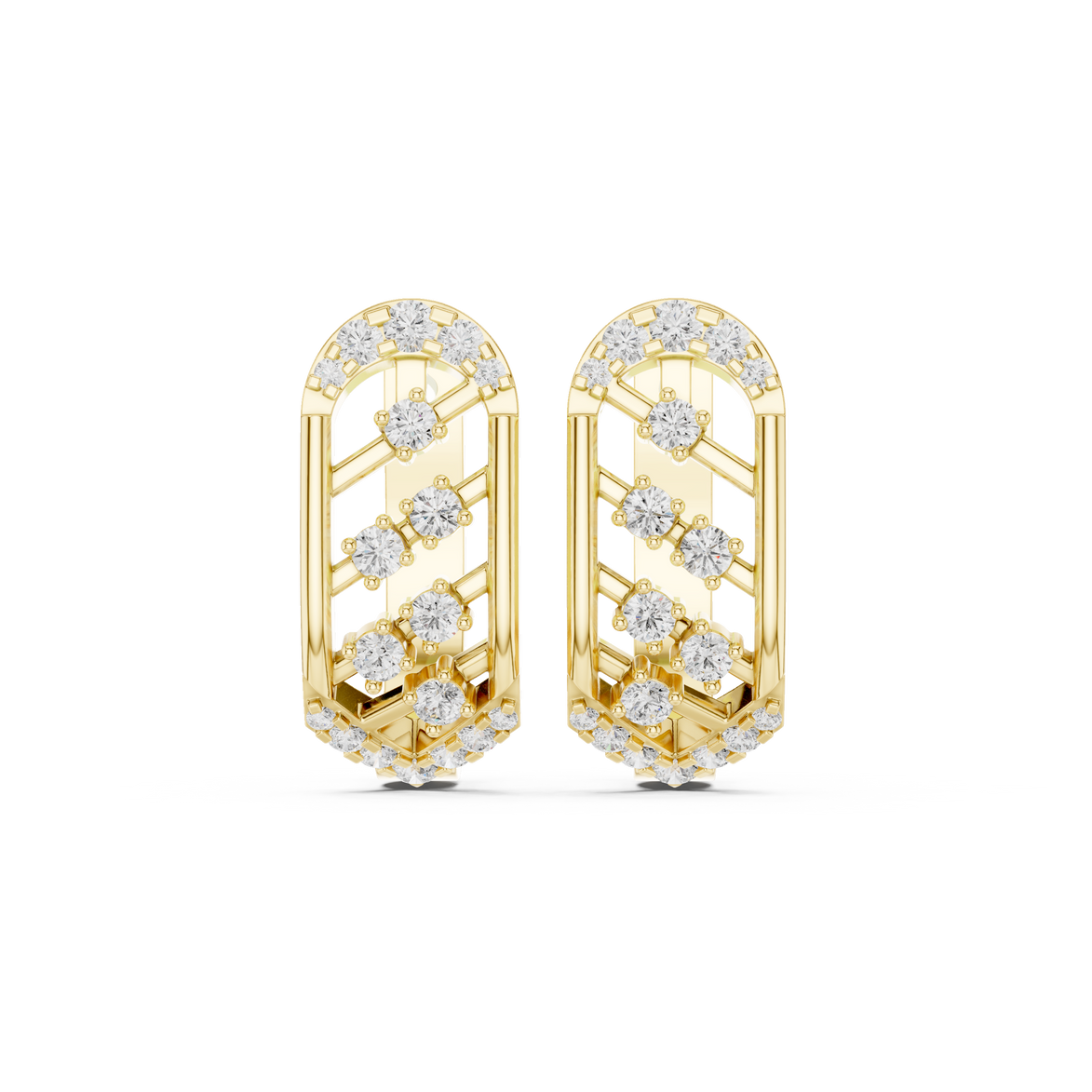 Geometric diamond openwork earrings in gold with lab grown diamonds by Signora Jewels