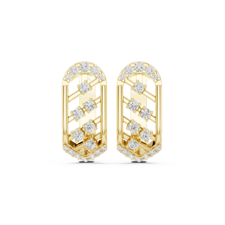 Front face of the yellow gold Architectural Sparkle huggie earrings