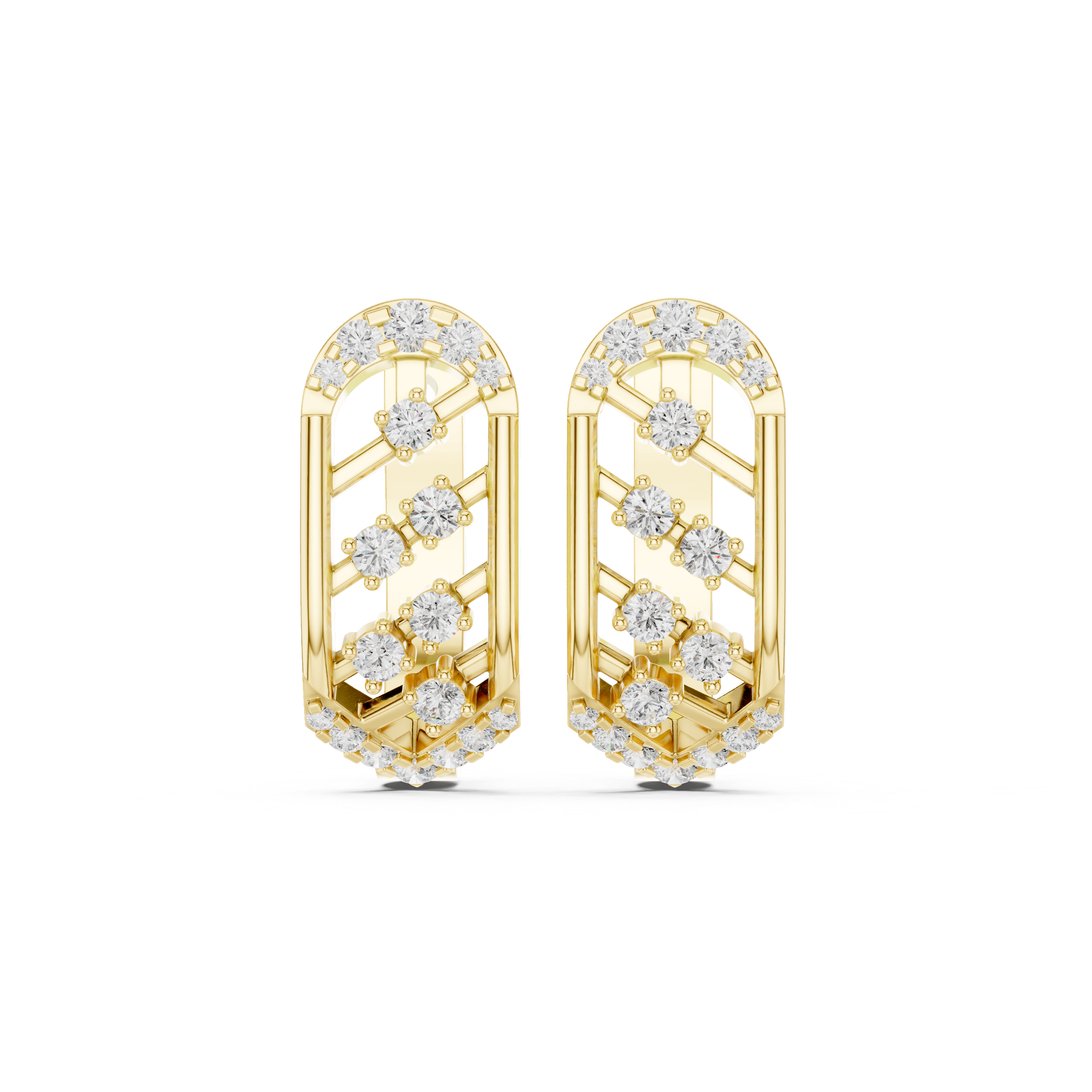 Geometric diamond openwork earrings in gold with lab grown diamonds by Signora Jewels