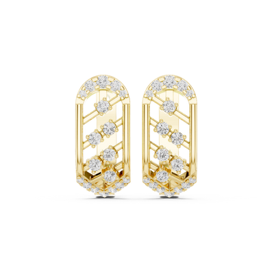 Front face of the yellow gold Architectural Sparkle huggie earrings