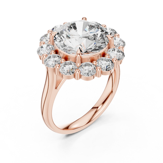 round lab grown diamond scalloped halo ring in rose gold
