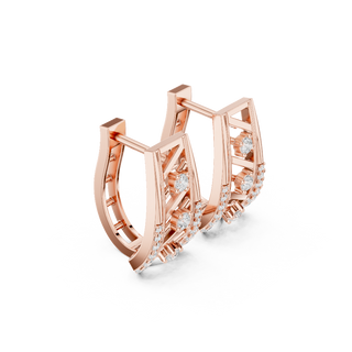 Side profile of the rose gold Modern Lattice geometric earrings