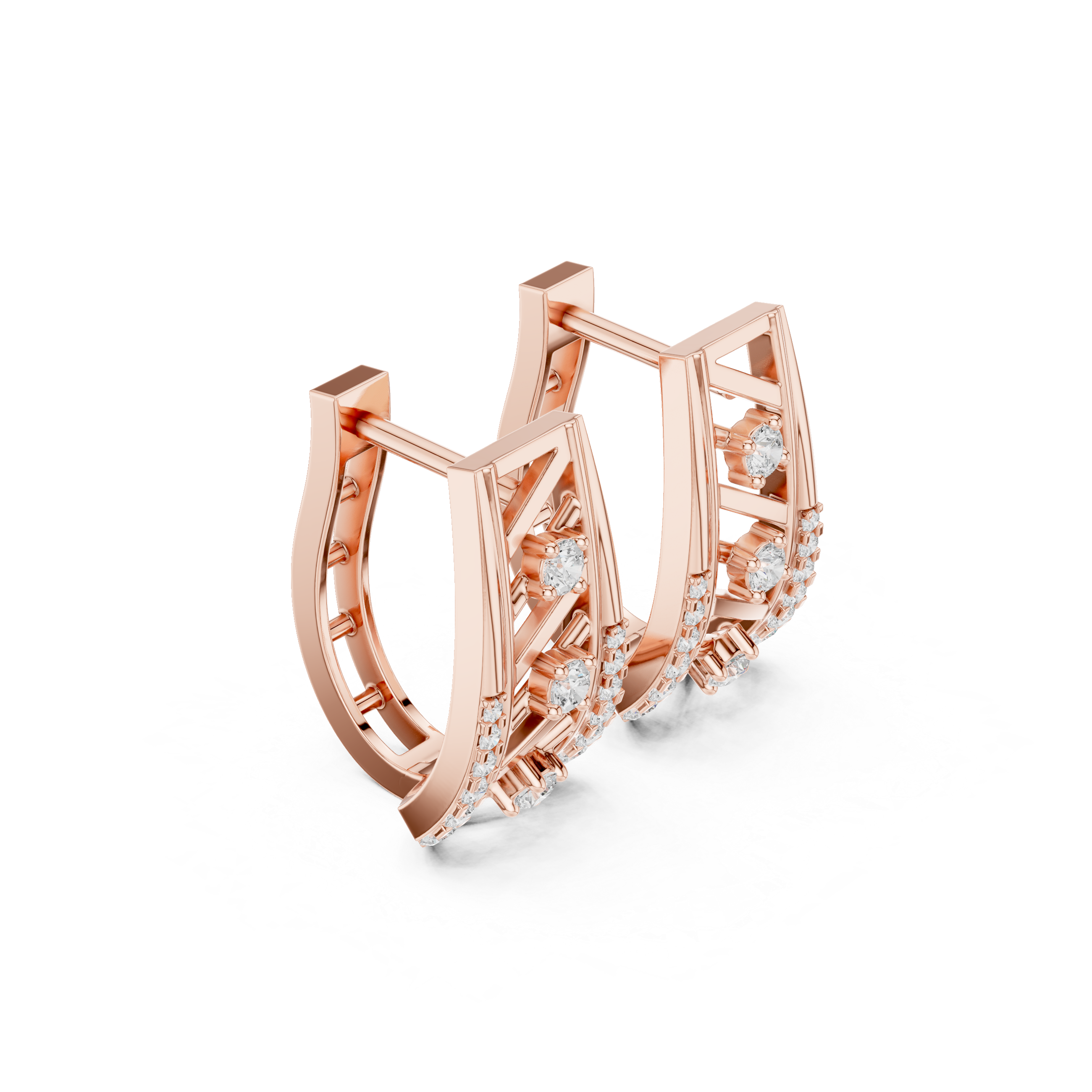 Diamond geometric openwork earrings in gold by Signora Jewels