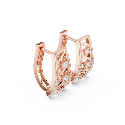 Side profile of the rose gold Modern Lattice geometric earrings