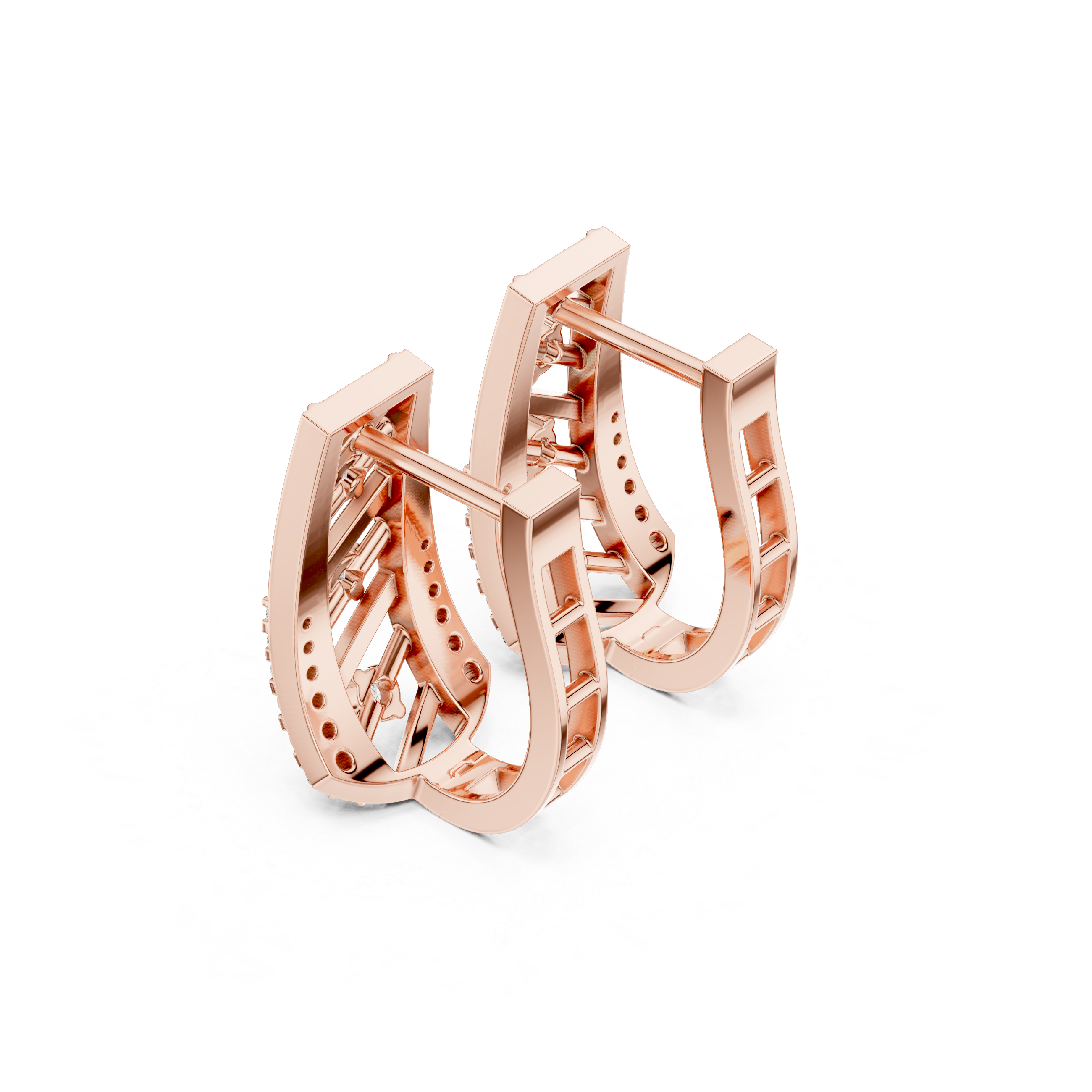 Diamond geometric openwork earrings in gold by Signora Jewels