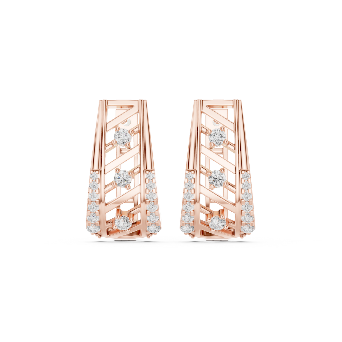 Diamond geometric openwork earrings in gold by Signora Jewels