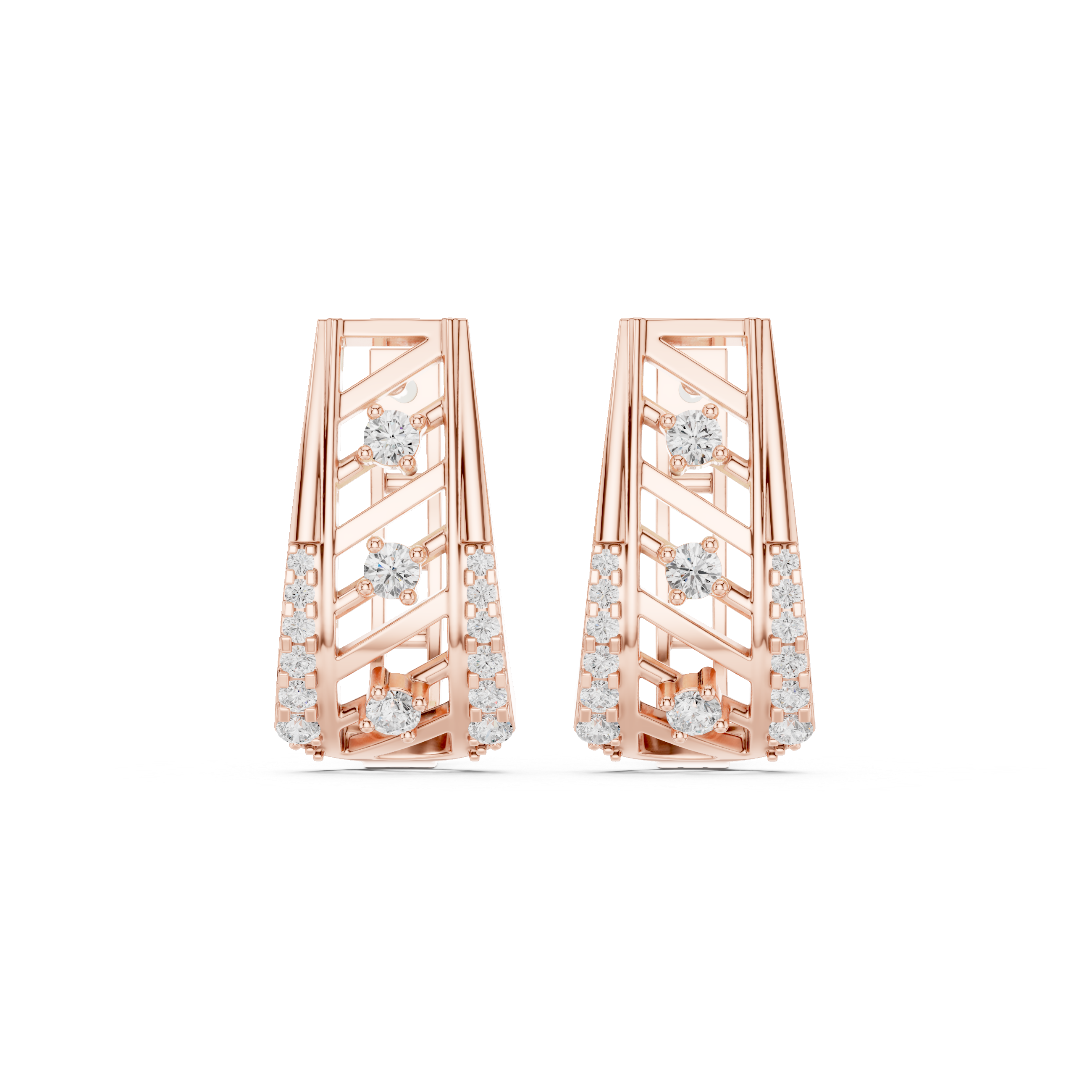 Diamond geometric openwork earrings in gold by Signora Jewels