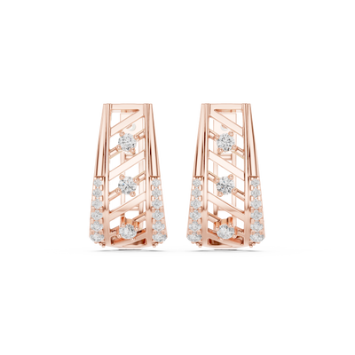 Diamond geometric openwork earrings in gold by Signora Jewels