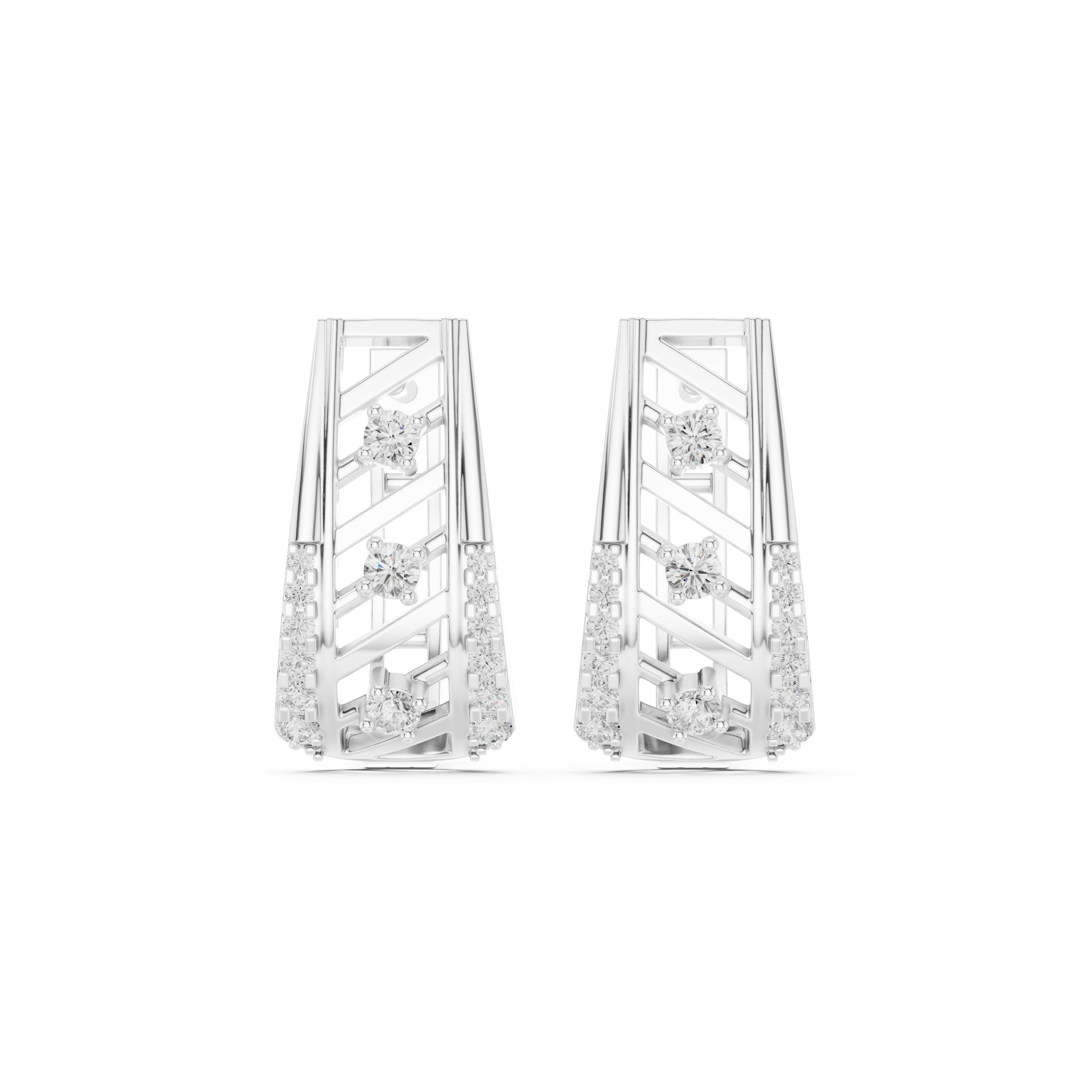 Diamond geometric openwork earrings in gold by Signora Jewels